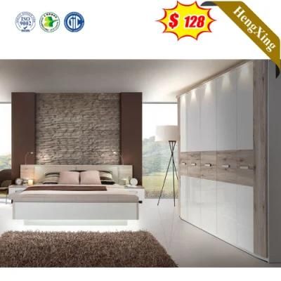 Light Luxury Style Long Backrest White Color Hotel Furniture Bedroom Beds with Wardrobe
