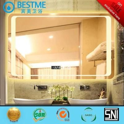 Defogger Lighted Bluetooth Digital Clock LED Bathroom Smart Mirror (Bg-010)