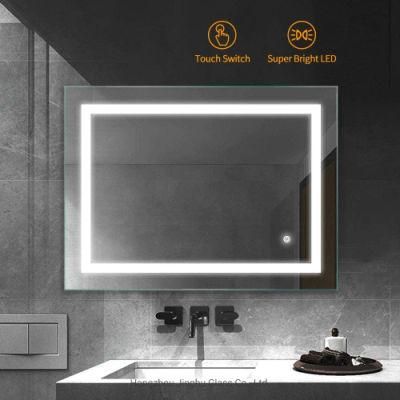 American Style UL Approval 5mm Copper Free Mirror Bathroom LED Illuminated Mirror with Touch Sensor+Anti-Fog+Dimmer