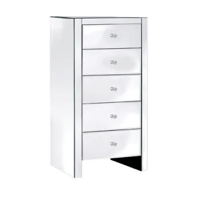New Style Widely Used Compact Silver Glass Mirrored Tallboy Drawers