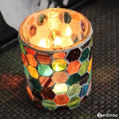 New Fashion Small Unique Mini Tealight Mosaic Glass Candle Holder