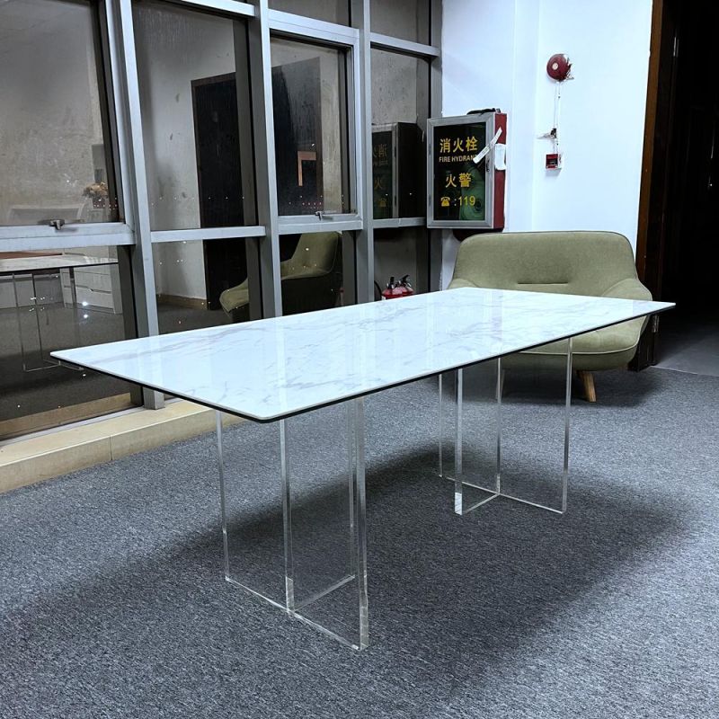 Nova New Product Modern Home Furniture Melamine Acrylic Base Dining Table