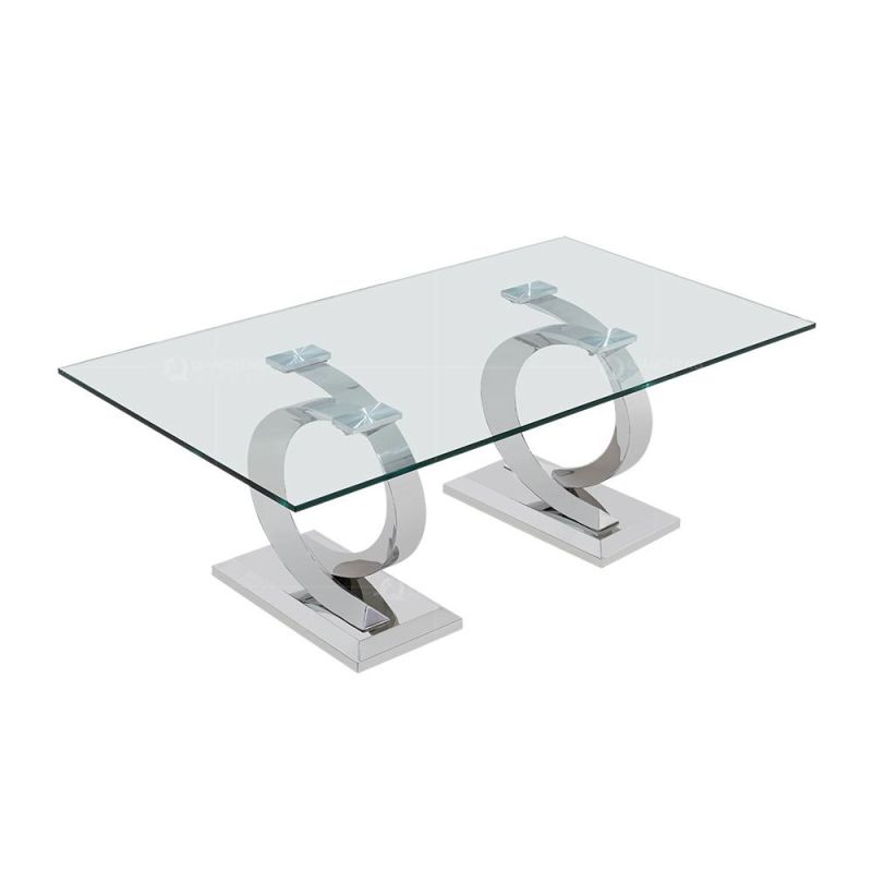 Cheap Glass Top Restaurant 8 Seater Dining Table and Chairs Set