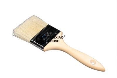 Wooden Handle Paint Brush with Bristle White
