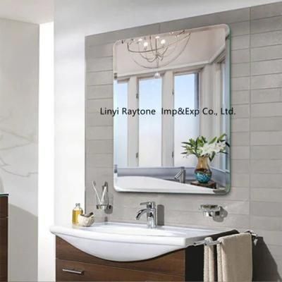 Rectangle Wall Mirror with Beveled Edge, Glass Frameless Vanity Mirror for Bathroom, Entryways, Living Rooms, 3 Stable Metal Hooks