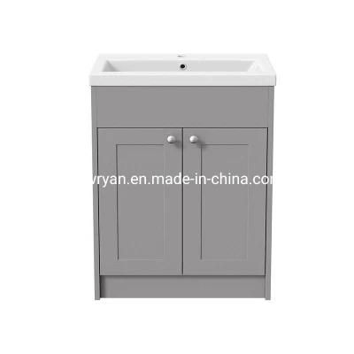 600mm Grey PVC Bathroom Vanity Unit Basin Sink Storage Cabinet Furniture