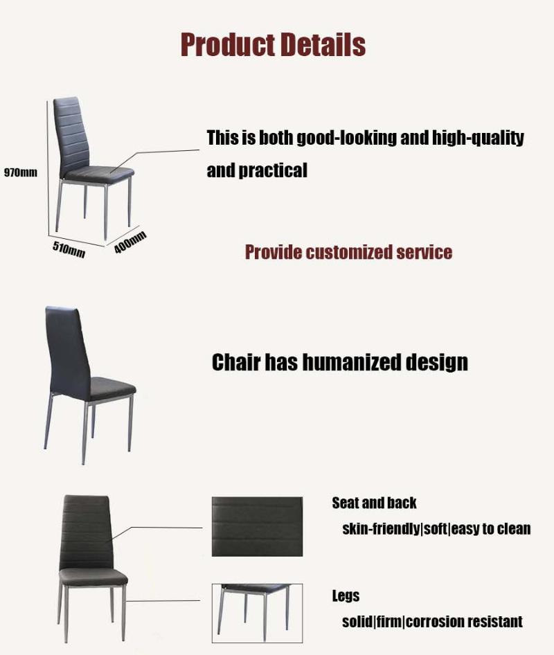 Home Furniture Modern Design Hotel Restaurant Chair Leather Metal Leg Dining Chair