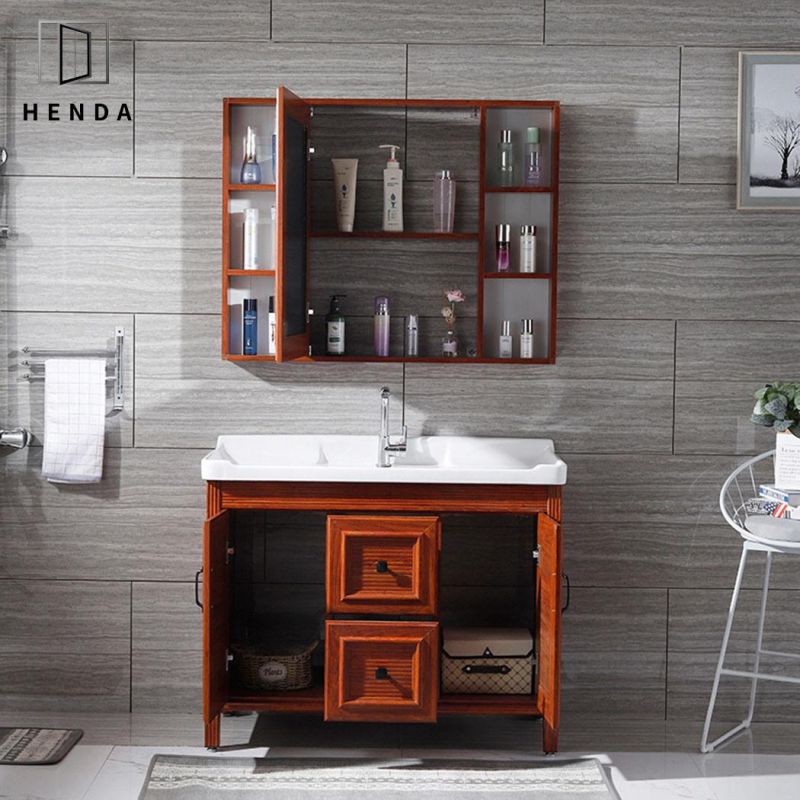 Classic Style Wood Color Aluminium Waterproof Bathroom Vanity Stores LED Mirror