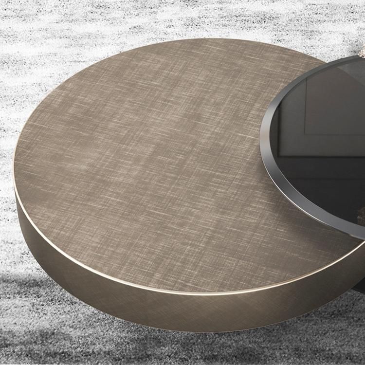 Living Room Modern Luxury Gold Rotate Round Coffee Tables Set with Glass Coffee Table Furniture for Villa