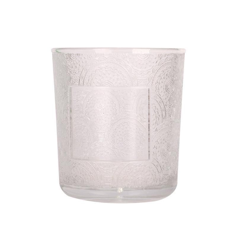 Transparent Relief Glass Candle Cup Creative Candle Can DIY Manual Wax Container Fragrance Candle Holder Empty Cup