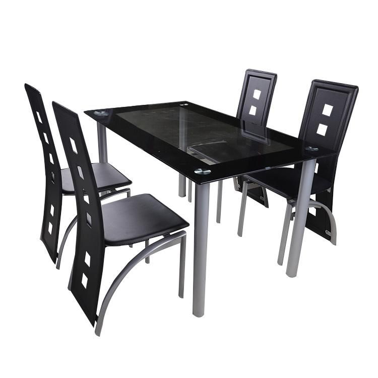 Free Sample Cheap Restaurant Furniture Dining Room Set Modern Stylish Glass Dining Table and Chair Metal Legs Dining Chair