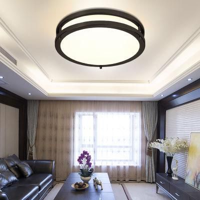 Wholesale Fast Shipping Small Black Round Metal Milky White Glass Shade LED Ceiling Lamp