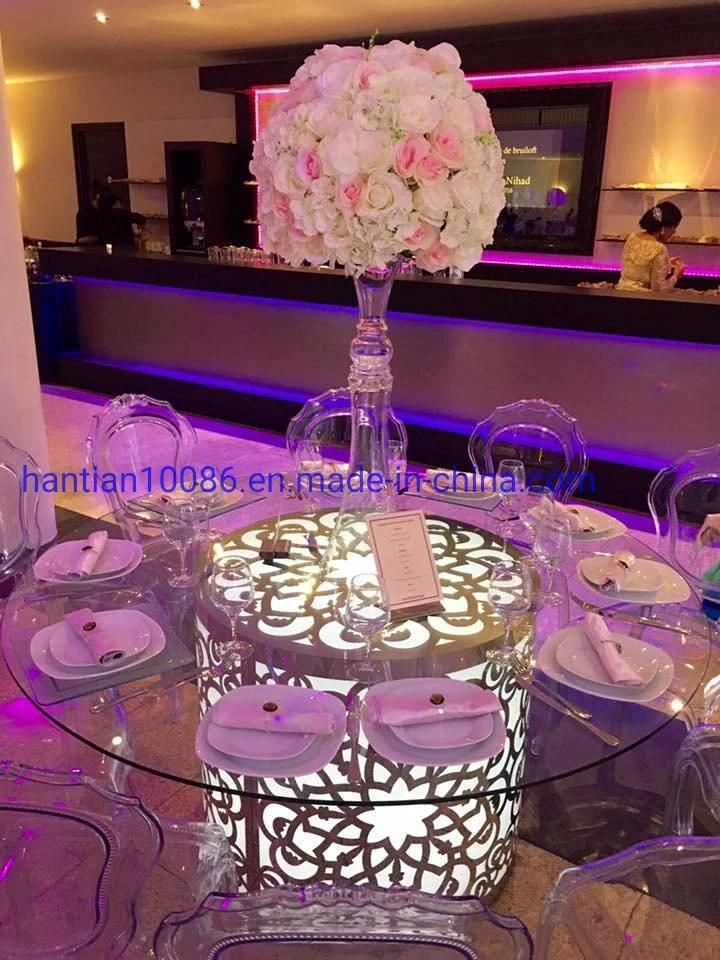 Glass Dining Table Set Hot Sale Banquet Hall Wedding LED Expandable Event Acrylic Catering Tables