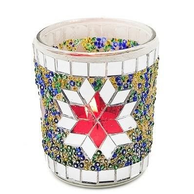 Mosaic Stained DIY Candle Empty Cup Handmade Glass Candle Holder