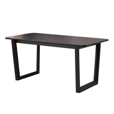 Hot Selling Contemporary Glass Dining Table with Black Iron Legs