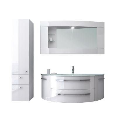 Best Selling White Bathroom Furniture PVC Bathroom Cabinet Home Furniture with LED Mirror