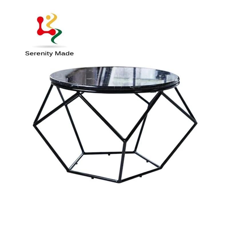 Geometry Metal Base Glass Top Coffee Table for Commercial Restaurant Use