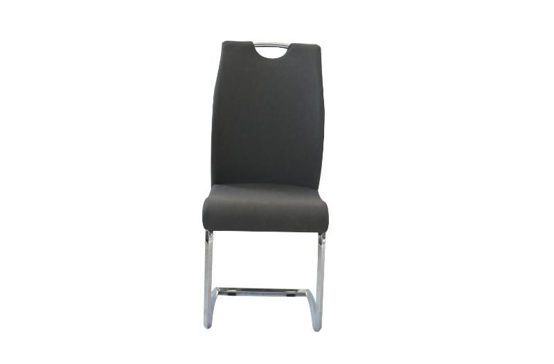 China Wholesale Home Hotel Furniture Modern High Back Leather Dining Chair Chrome Plating Dining Chair