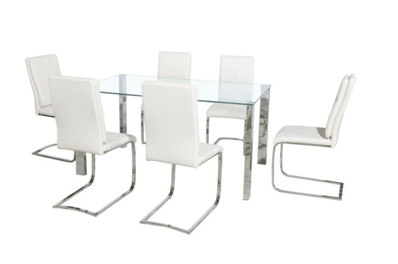 Chinese Wholesale Modern Dining Room Furniture German Style Clear Tempered Glass Dining Table