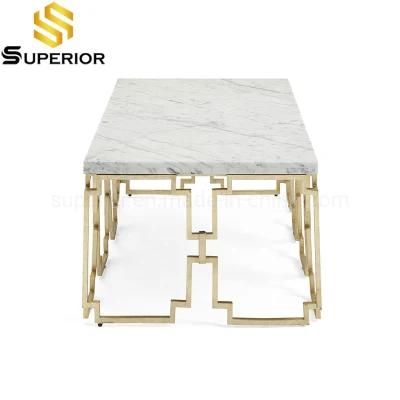Italian Gold Frame Marble Coffee Table Rectangle