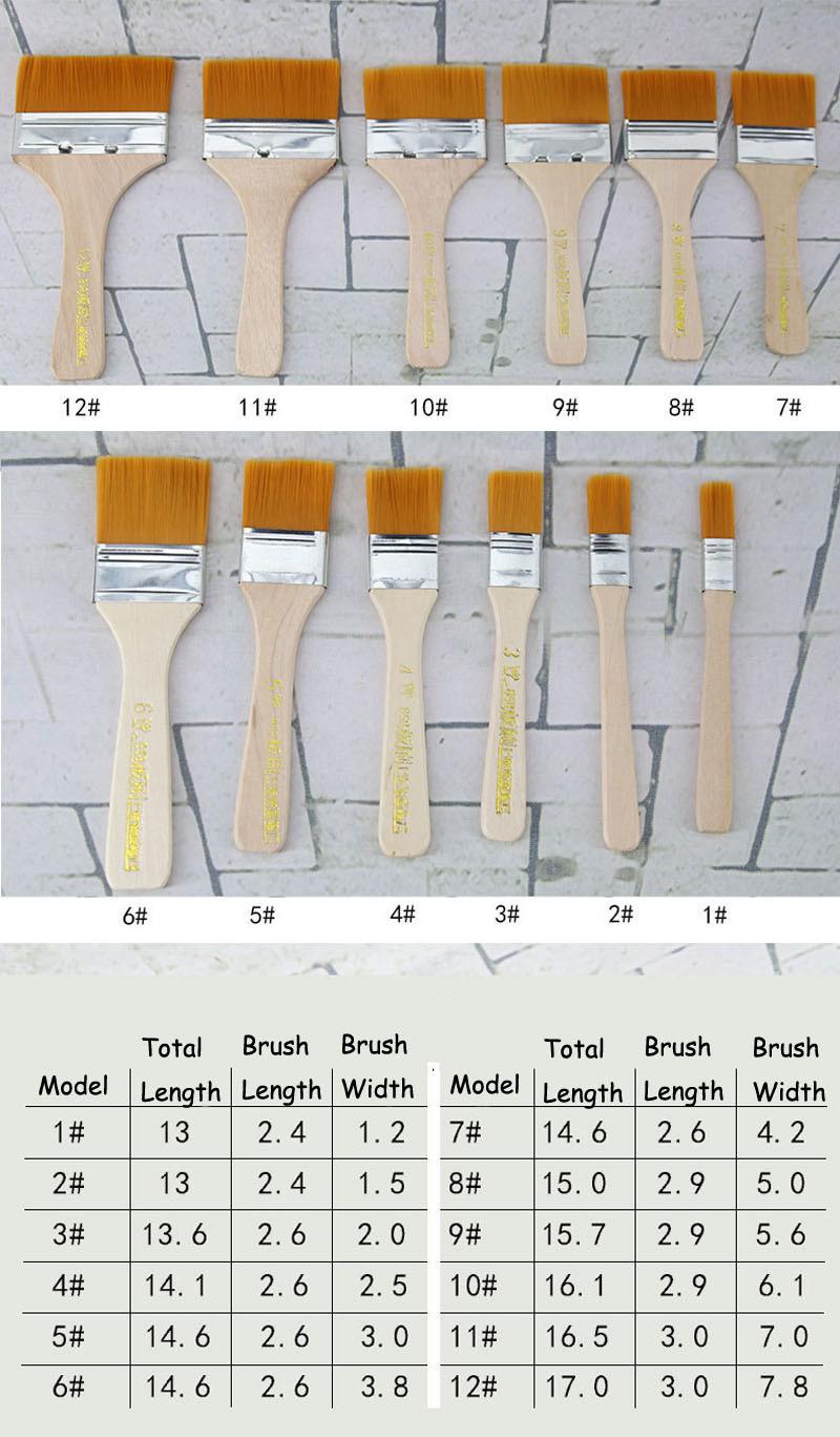 Flat Bristle Wood Handle Paint Brush, 2" Size, Natural White