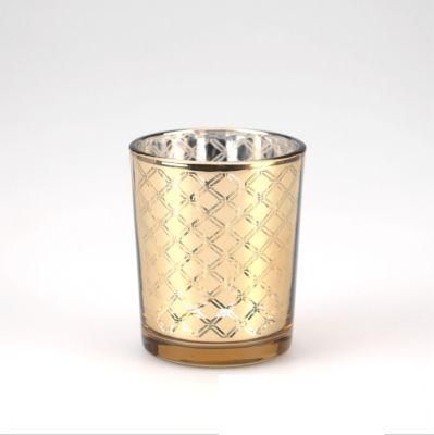 Amazon Hot Sale Customized Tealight Metallic Candle Glass Holder for Home Decor