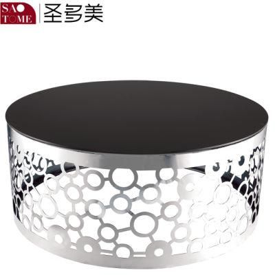 New Hot Selling Round Coffee Table with Black Glass Surface