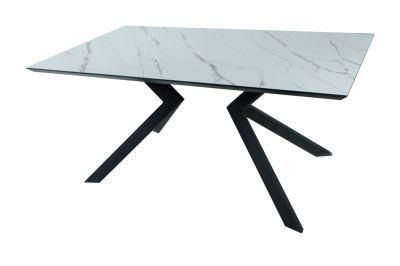 Modern Design Home Furniture Dining Room MDF Glass Marbling Top Dining Table