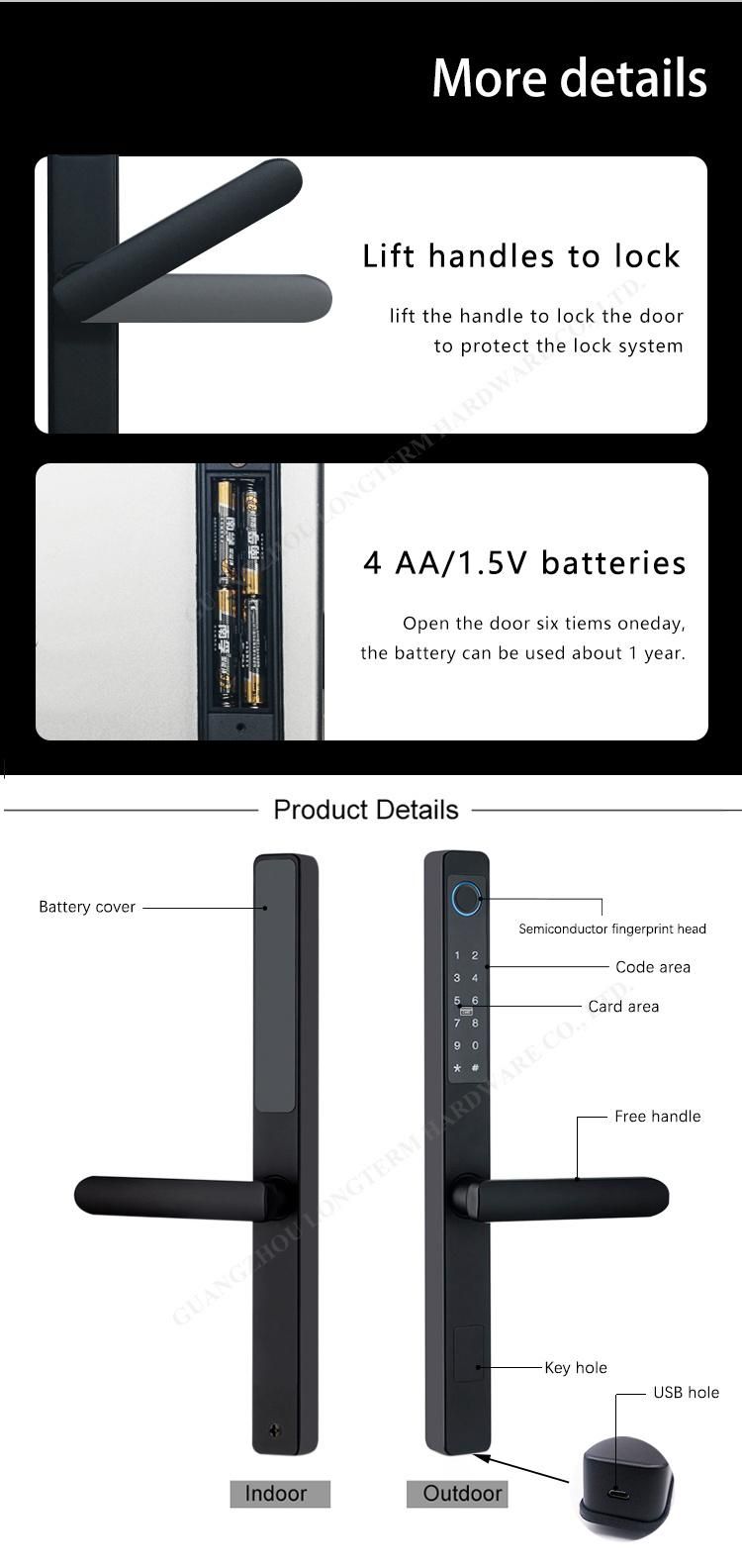 Glass Door Smart Lock Fingerprint Tuya WiFi Digital Combination Lock