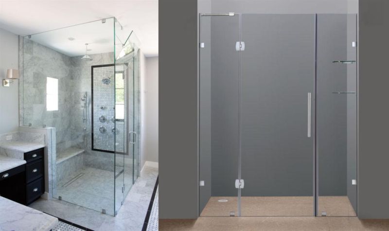 Arc 180 Degree Brass Frameless Shower Glass Door Accessories Hardware Glass Clamp for Hotel Bathroom