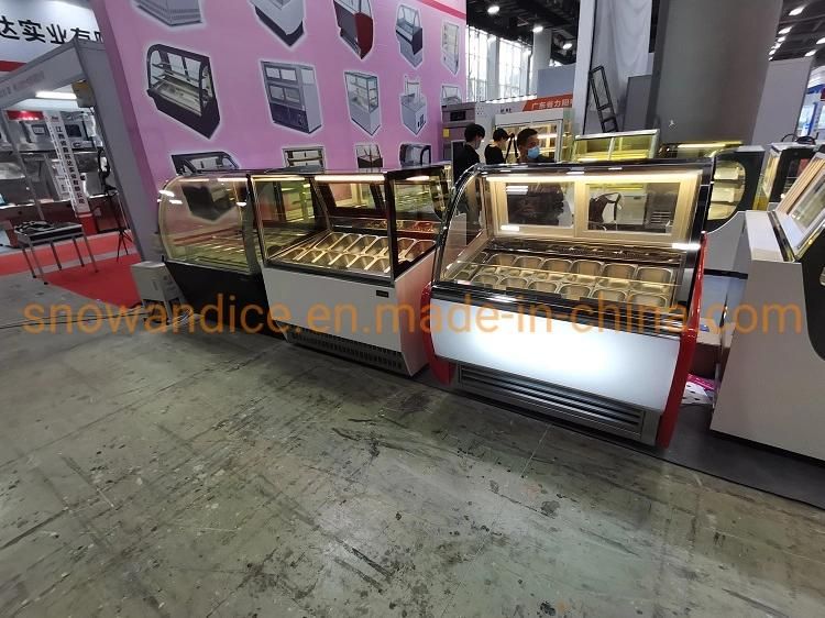14 Pans Italian Curved Ice Cream Display Showcase