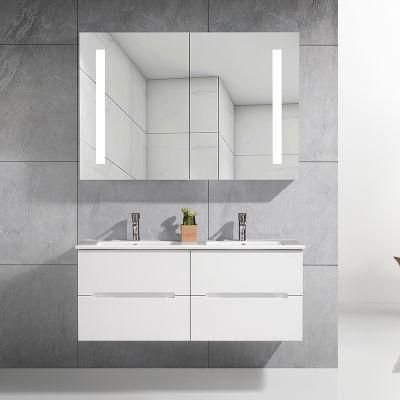 New Hot Selling Wall Mounted Bathroom Cabinet with LED Smart Mirror Cabinet Waterproof Artificial Marble Countertop Mirror Cabinet