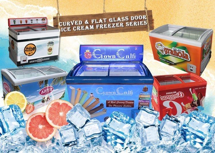Glass Door Ice Cream Display Showcase Supermarket Freezers Horizontal Freezer SD/Sc-218y