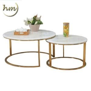 Round Gold Marble Top Wedding Dining Stainless Steel Table