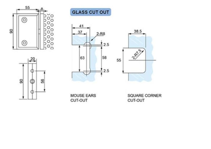 Glass to Glass 90 Degree Glass Door Hinge Brass Hinge Mirror Finish Bathroom Hinge