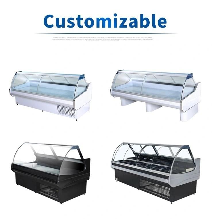 Chiller Fresh Chicken/Seafood Display Counter Cases/Fridge Cooler for Fresh Meat Display Curved Glass Meat Showcase