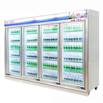 Luxury Beverage Refrigerator Showcase with 4 Doors Used Glass Door Display Chiller for Sale