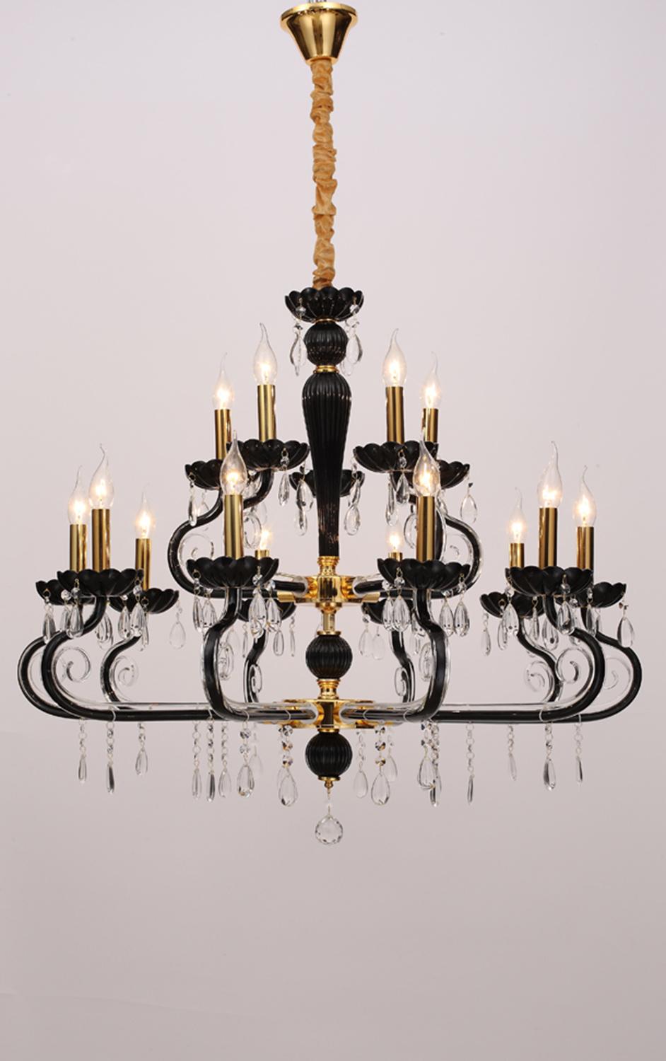 Large Double Layer Unique Vintage for Home Lighting Furniture Decorate Indoor Living Room Black Chandelier Factory Supply