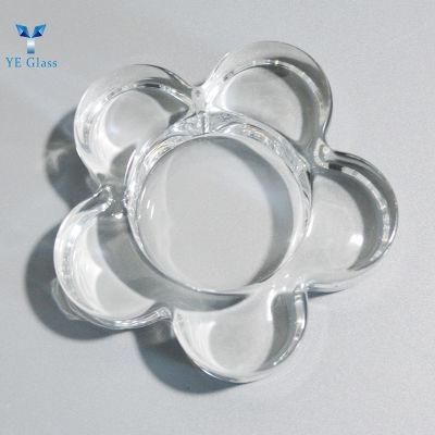 Flower Shape Transparent Crystal Glass Candle Holder for Decoration