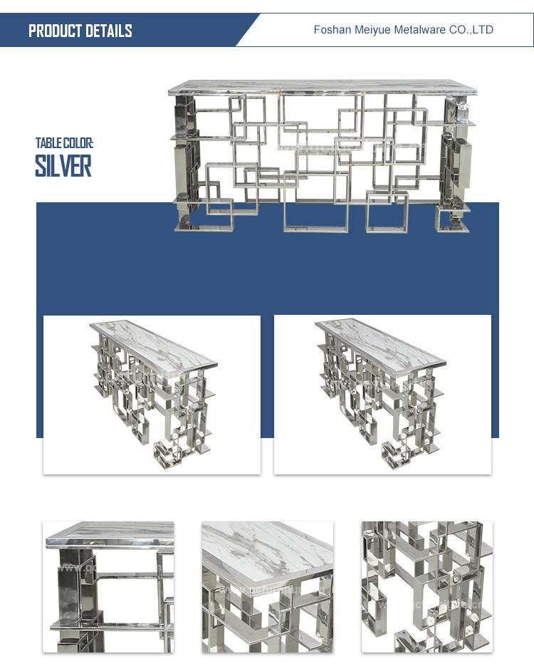 Interior Hotel Decor Hot Sale Steel Console Table with Marble in Living Room and Hotel