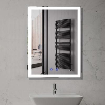 Vertical Rectangle Framed LED Lighted Home Decor Touch Sensor Fogless Bathroom Wall Mirror