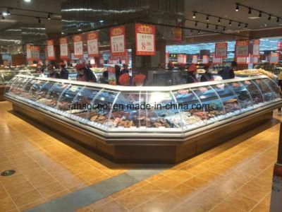 Best Price Front Open Curved Glass Food Warmer Display Showcase Commercial Refrigerator