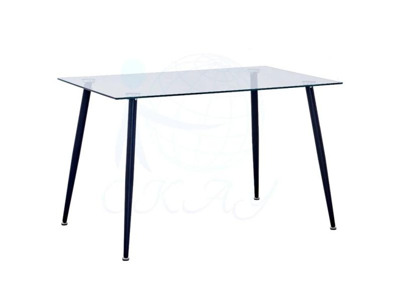 Modern Dining Table with Transparent Tempered Glass Stainless Steel Chrome Legs Hotal Dining Table