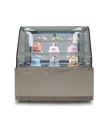 2 Shelves Curved Glass Cake Display Pastry Refrigerated Cabinet with 2 Meters Length and Big Volume