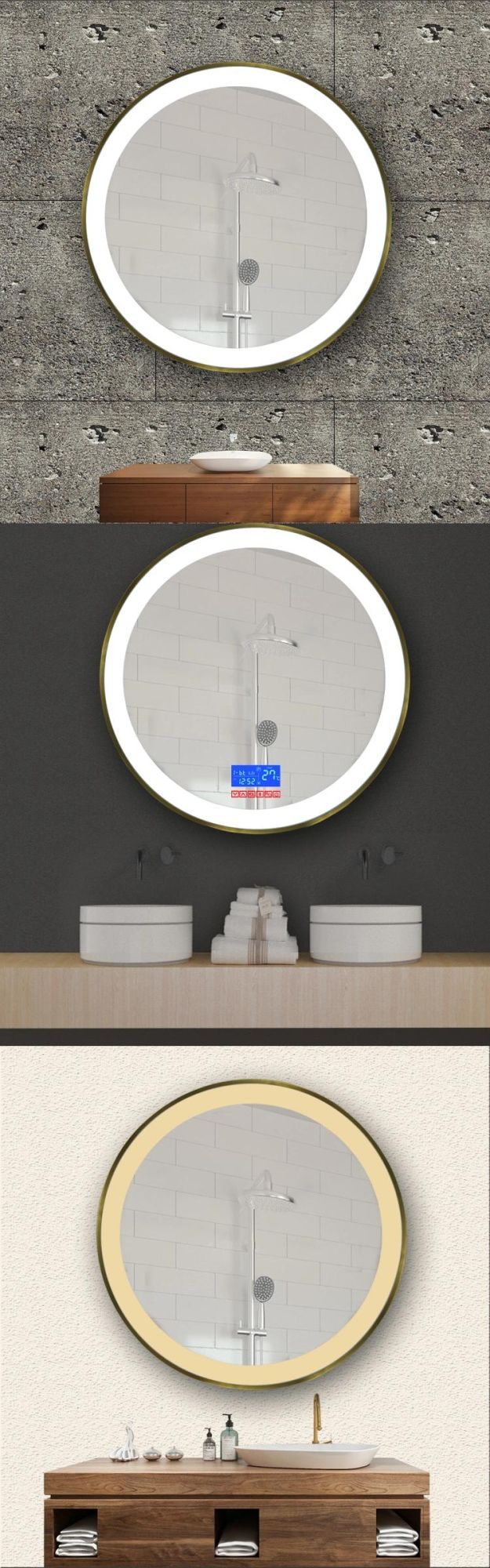 Round Shape LED Customized Size and Frame Illuminate Bathroom Mirror