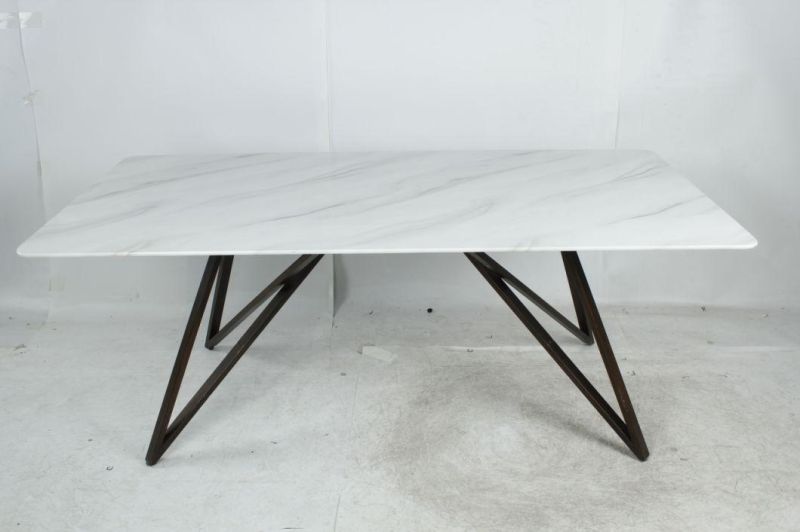Wholesale Modern Simple Design Glass Marble Dining Table with Marble Paper Dining Tables Restaurant Home Furniture