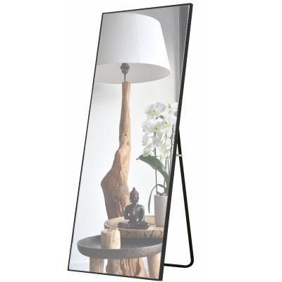Large Wall Decorative Black Frame Square Full Length Stand up Glass Mirror for Bedroom
