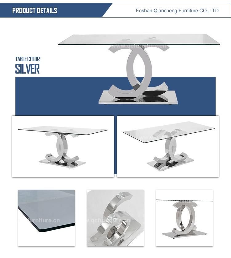 Modern Design Luxury Metal Legs & Glass Top Coffee Table Set