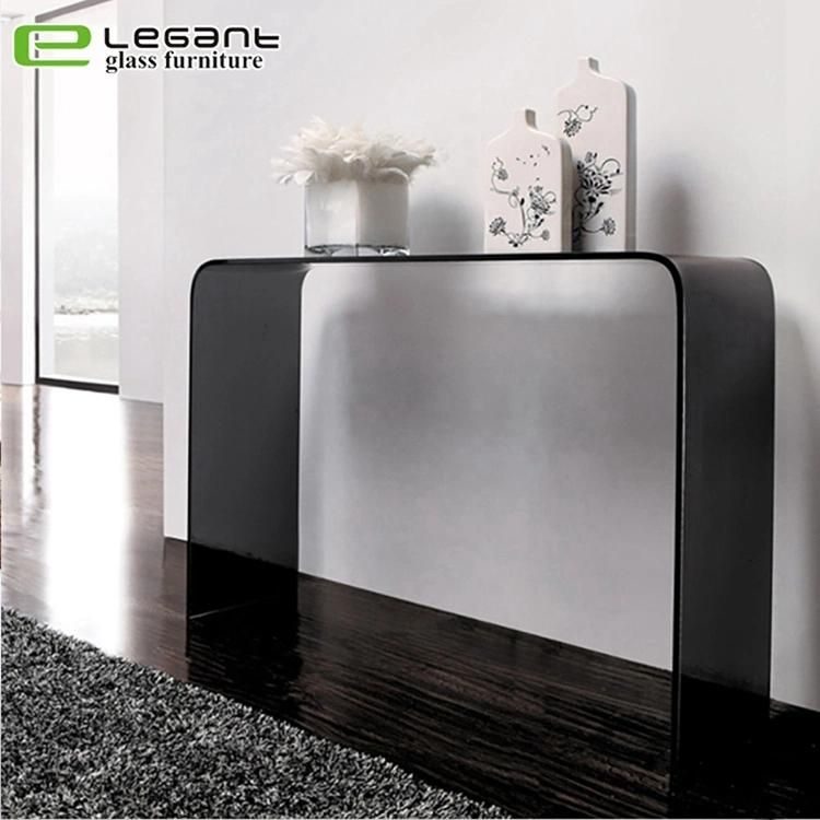 Modern Console Table with Sandblasting Glass Shelf