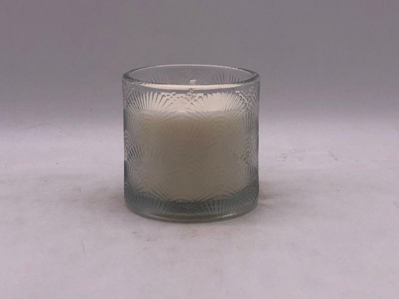 Clear Glass Candle Holder with Customized Frosted or Shiny Spray Color